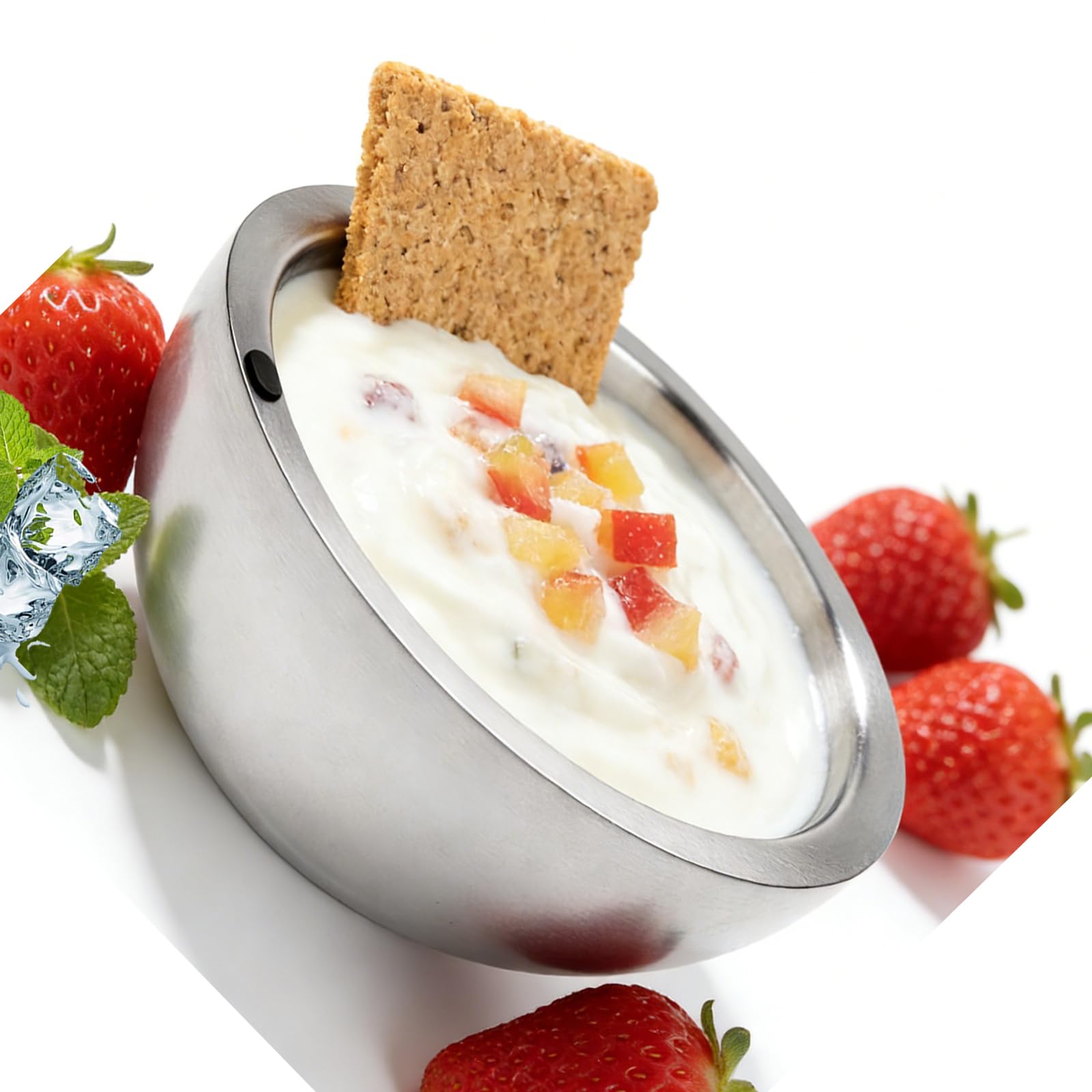 Kalttoy 20Cm Twin Wall 304 Rustless Fillable Bowl Three Thousand Maintaining Hot Otherwise Cold Food At Gatherings Excellent For Soups Vegetables Barbecues Slip Proof Easy Neat Bowl