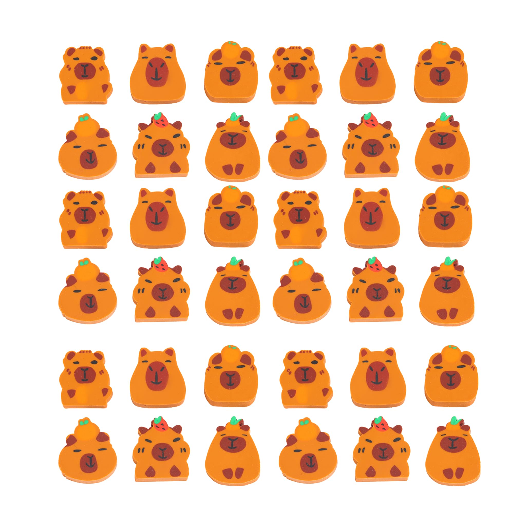 36Pcs Capybara Erasers Mini Cute Animal Rubbers Erasers for Kids Novelty Erasers Bulk for Classroom Rewards Party Bag Fillers, Student Prize Prizes, School Stationery Supplies