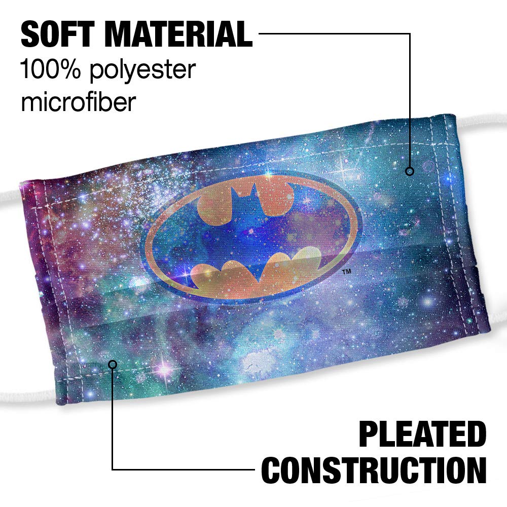 Batman Galaxy Bat Logo 1-Ply Reusable Face Mask Covering with Adjustable Nose Wire, Unisex
