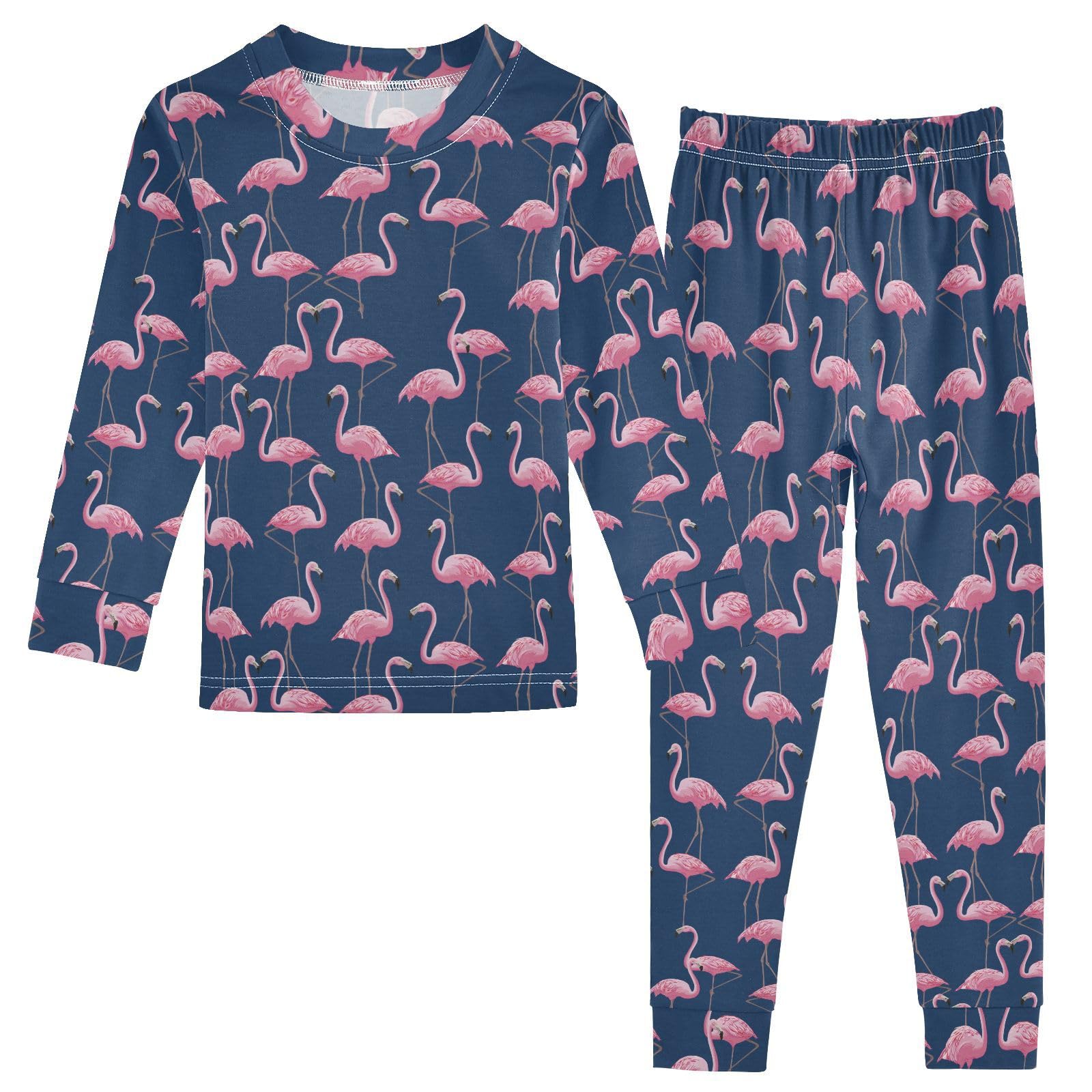 JHKKU Flamingos Pajamas Set Cotton 2 Piece Soft Comfy Pjs Long Sleeve Lounge Sleepwear 3T