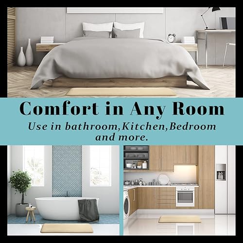 Miniatura 7 de SONORO KATE Tapetes de baño de espuma viscoelástica, suaves y antideslizantes, lavables a máquina, tapetes de baño de terciopelo súper absorbentes,