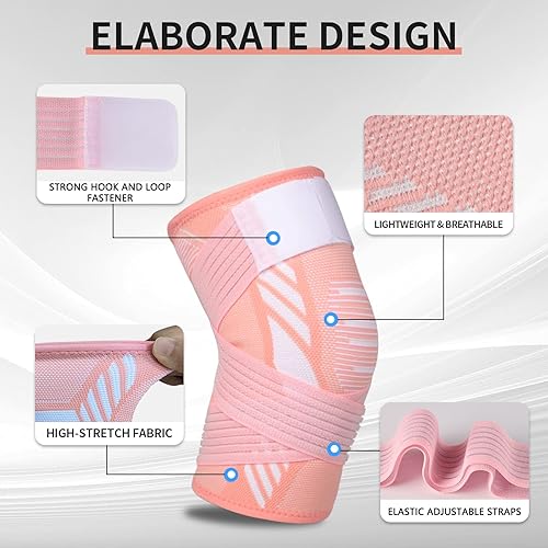 Miniatura 4 de Rodillera para mujeres y hombres, 1 paquete de rodillera de compresión con correa para aliviar el dolor de articulación de rodilla, artritis,