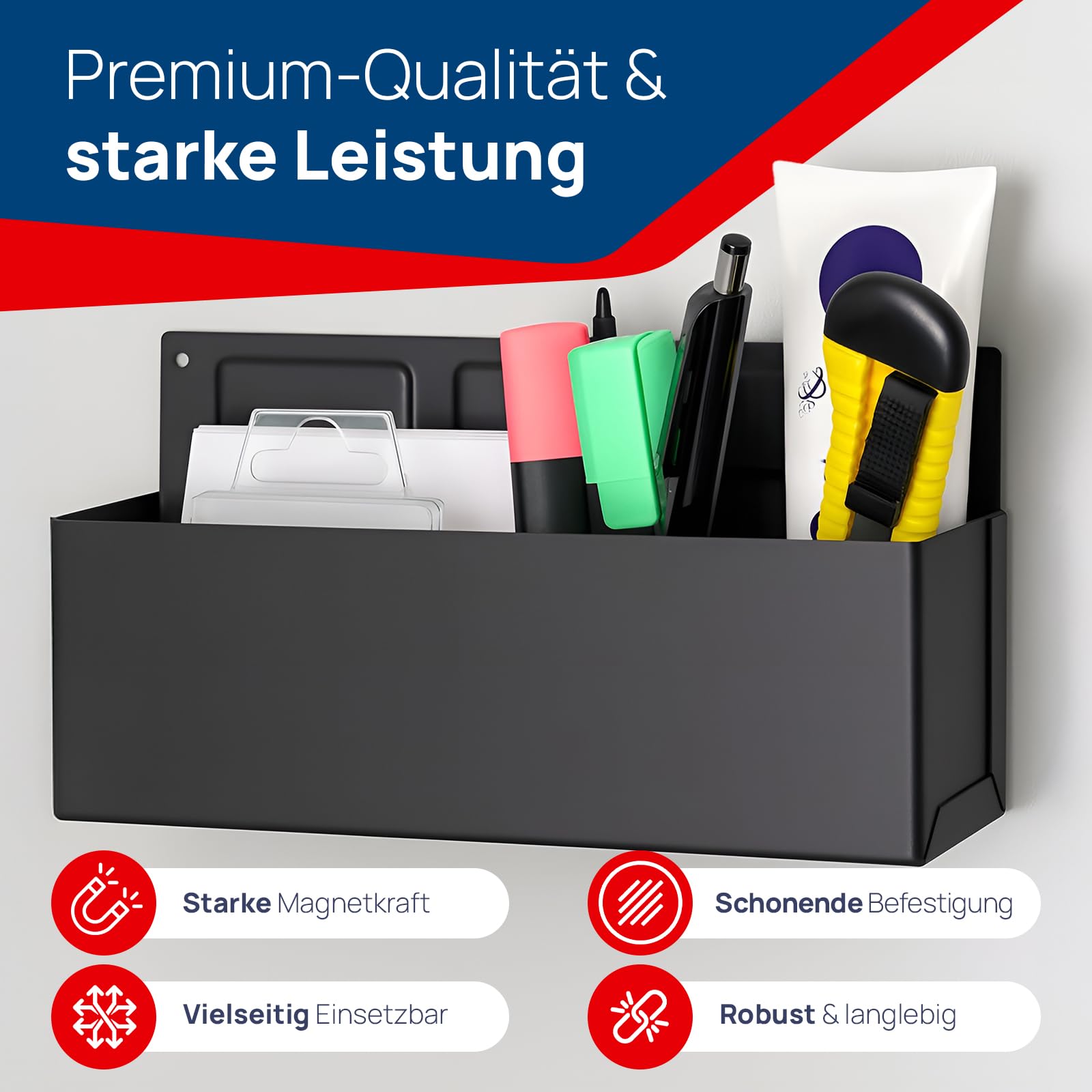 Magnet-Spraydosen-Ablage 210 x 110 x 85 mm 6 starke Magnete, Boden ohne Loch hält Kleineisen & -teile, Magnetische Ablage Magnetschale Werkzeughalter hält 3 kg an Metall Werkstattwagen oder Lochwand