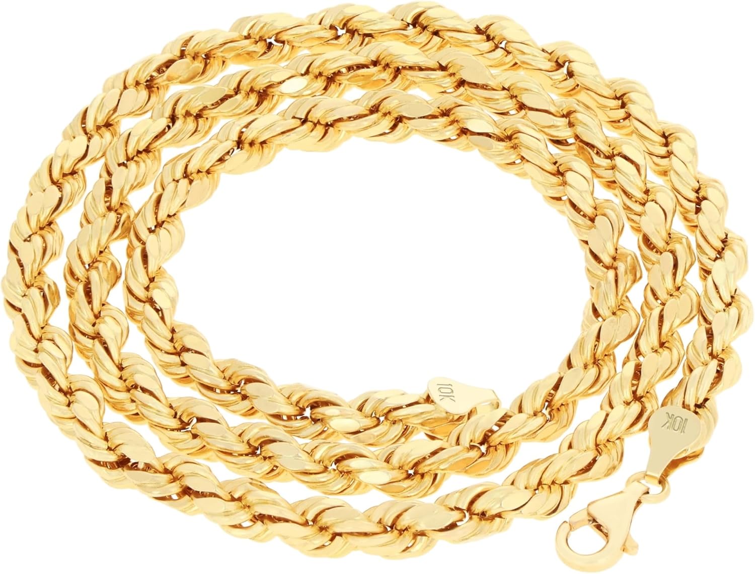 Nuragold 10k Real Yellow Gold 7mm Rope Chain Diamond Cut Necklace (18"-30") Italian Jewelry for Men - Image 6