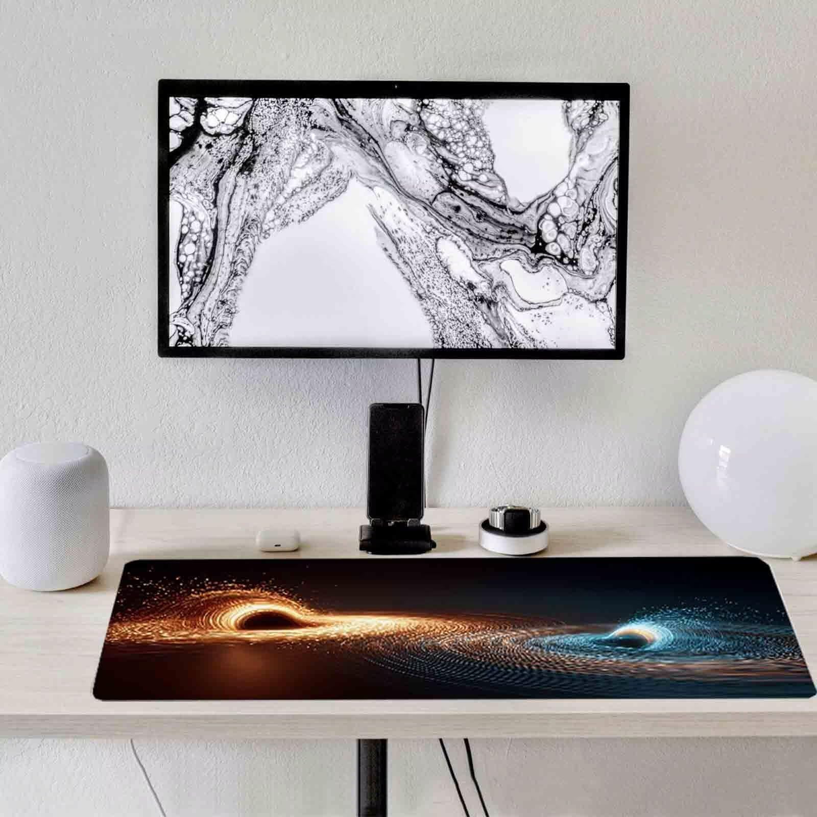 Czarna podkładka pod mysz podwójna podkładka pod mysz XXL 1200 x 600 mm podkładka pod mysz ze zszytymi krawędziami i antypoślizgową gumową podkładką pod mysz XXL do komputera, laptopa, akcesoria