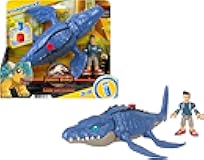 Fisher-Price Imaginext Jurassic World Dinosaur Toy Camp Cretaceous Mosasaurus & Kenji Figure Set for Pretend Play Kids Ages 3+ Years