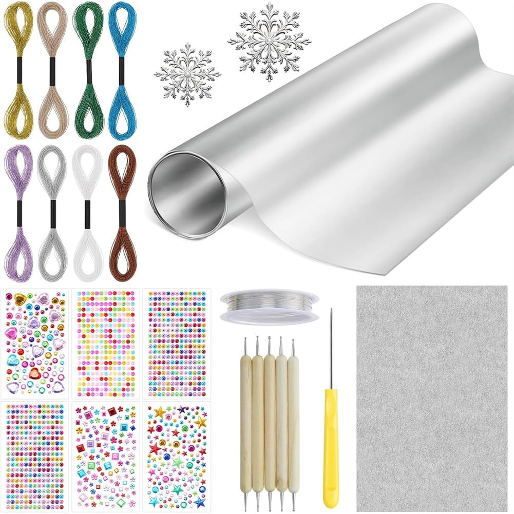 Ijsdnvjndx As Shown Metal Embossing Kit 1 Roll Of 20Ft Aluminum Embossing Foil Decorative Art Craft Metal Foil Sheet Tools, Making Kit