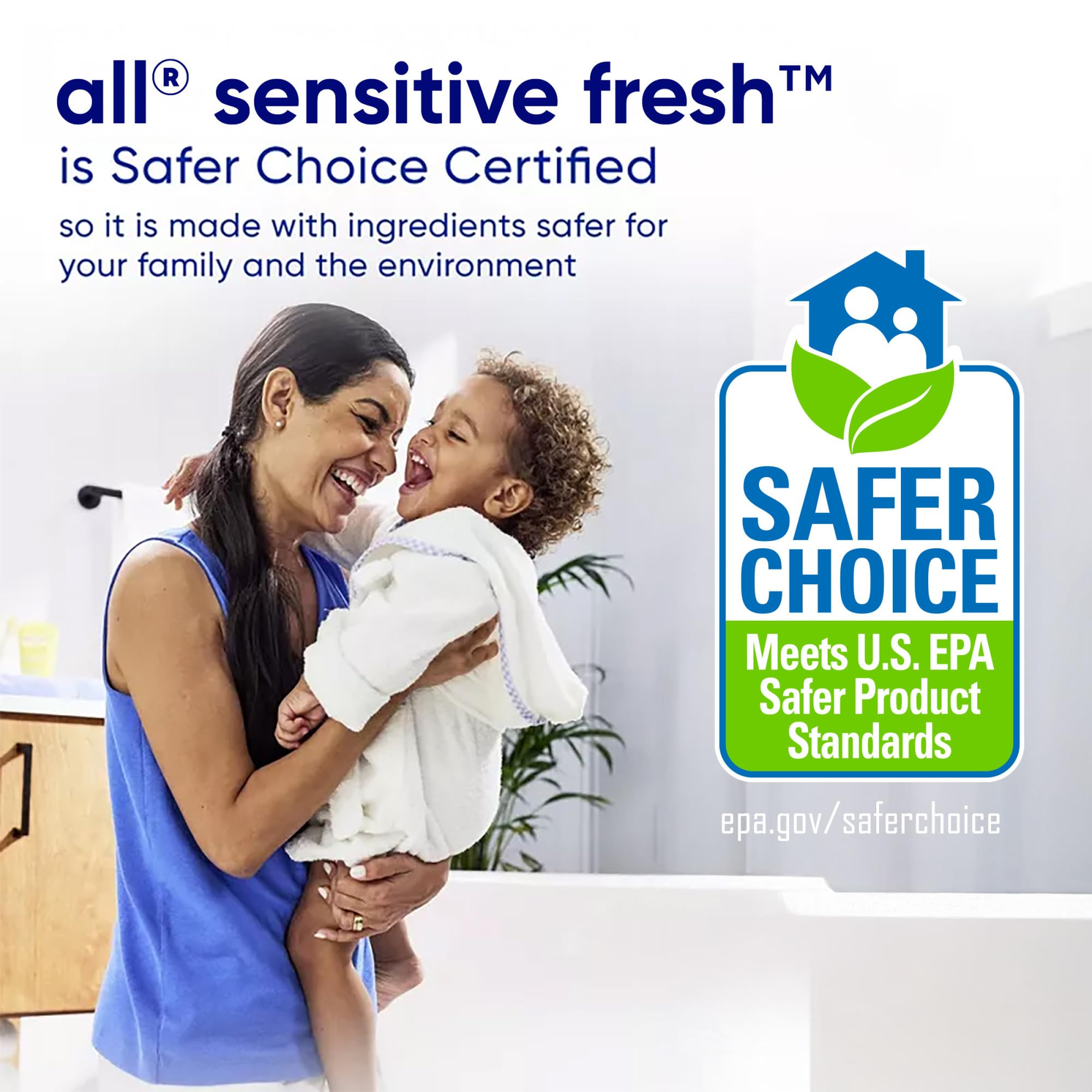 all Sensitive Fresh Detersivo liquido per bucato, ipoallergenico, profumo di brezza primaverile e privo di coloranti, delicato per pelli sensibili, 2,34 g, 110 lavaggi, compatibile con HE