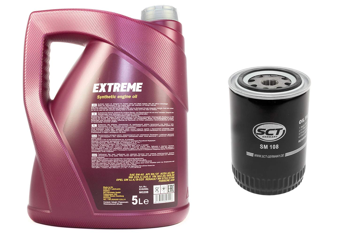 Kit huile moteur 5W40 5 litres + filtre à huile SM108