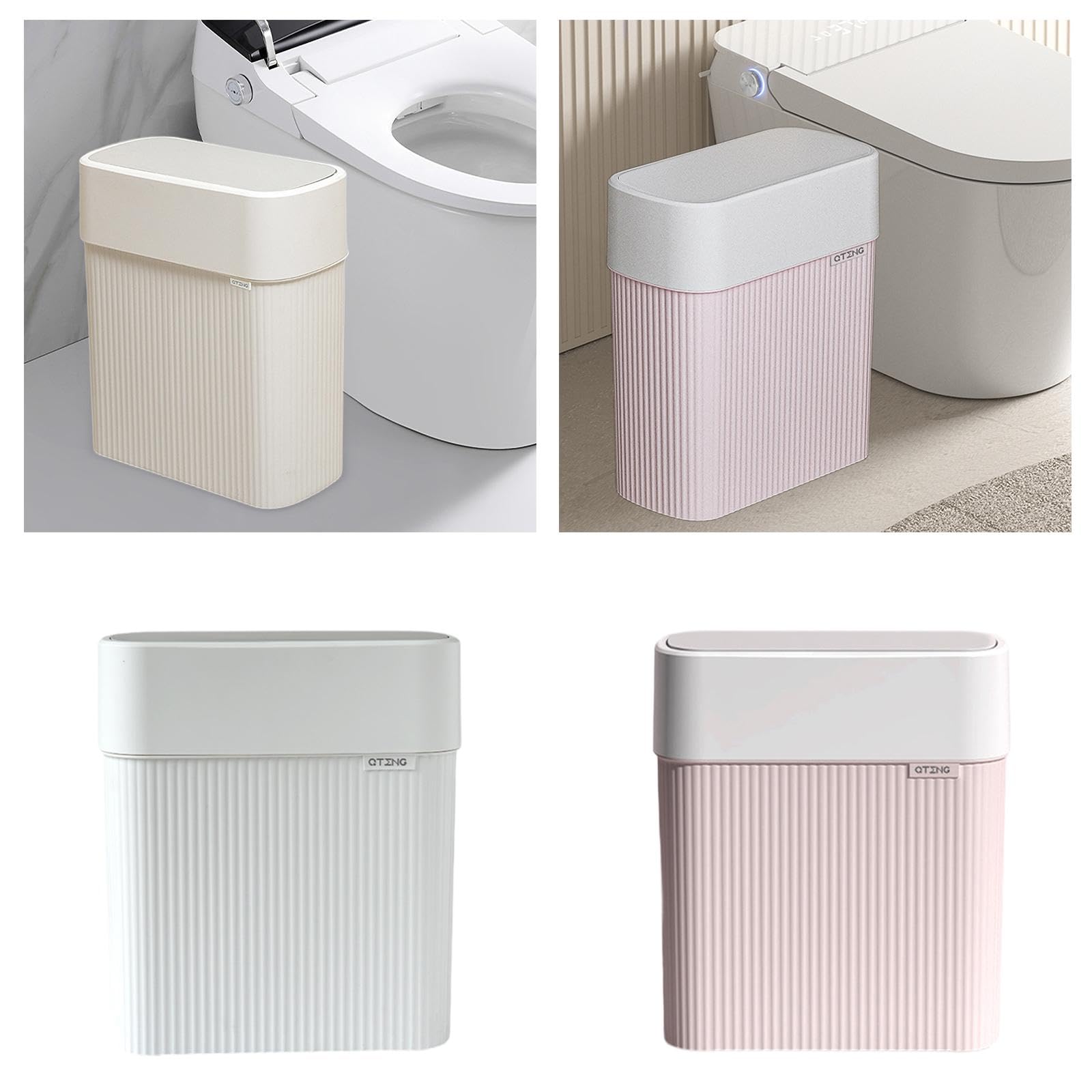 CALANDIS® Household Trash Can Waterproof Press Lid Bin for Living Room Bathroom Office White | Trash Cans & Wastebaskets | Household Supplies & Cleaning 4
