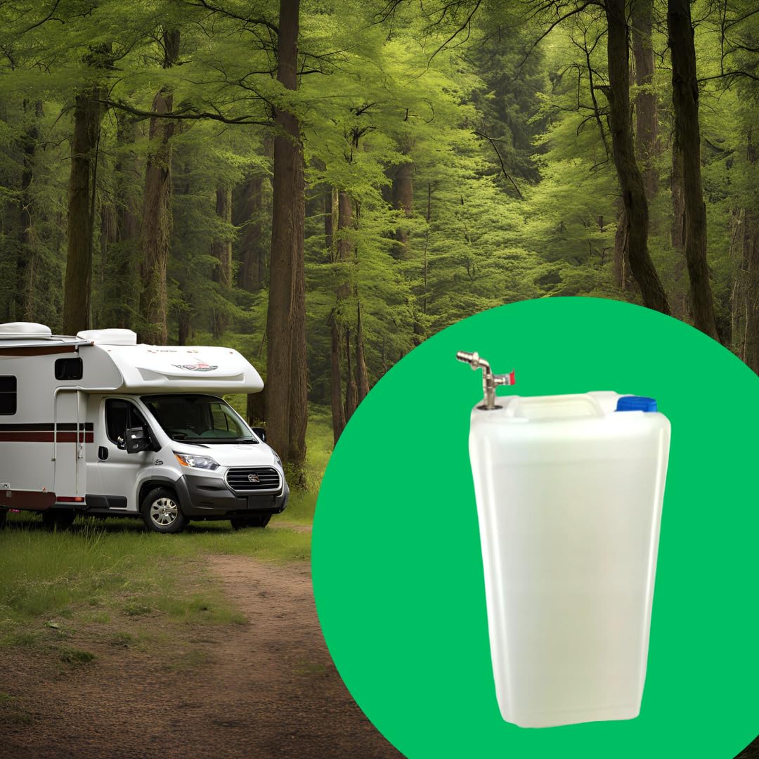 Bidón de agua con grifo - Bidón de agua con llave de 30 l - Tanque de agua para camping - Depósito de agua - Bidón de agua potable - Tanque de agua fresca - Blanco