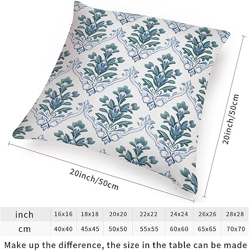 Miniatura 2 de Fundas de almohada botánicas florales de Nymphaea Lotus Farmhouse de lino blanco lirio de agua verde, almohadas con cremallera de 20 x 20 pulgadas