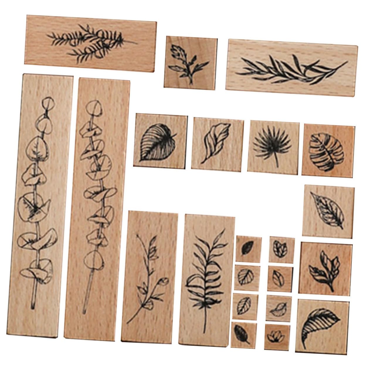 DOITOOL 4 Sätze Pflanzensiegelsatz Mini-stempel Pads Stempeln Scrapbooking-stempel Kleine Briefmarken Benutzerdefinierte Briefmarken Zeitschriftenstempel Für Journaling-zubehör Hölzern
