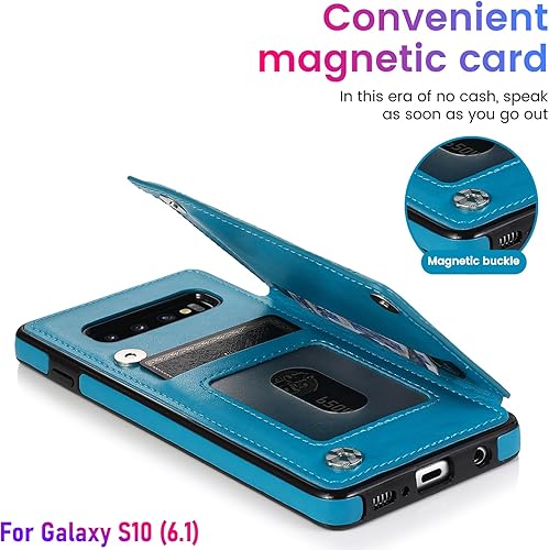 Miniatura 5 de Funda tipo cartera para Galaxy S10 de 6.1 pulgadas con tarjetero, diseño de mandala en relieve de piel sintética con doble cierre magnético, con