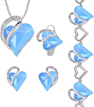 Heart Necklace, Stud Earrings, Bracelet 