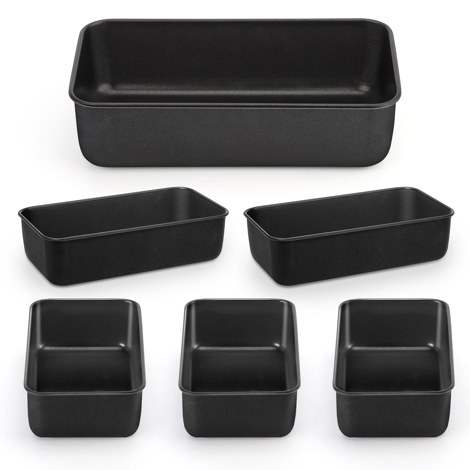 LIANYU 6 pack nonstick stainless steel loaf pans in black