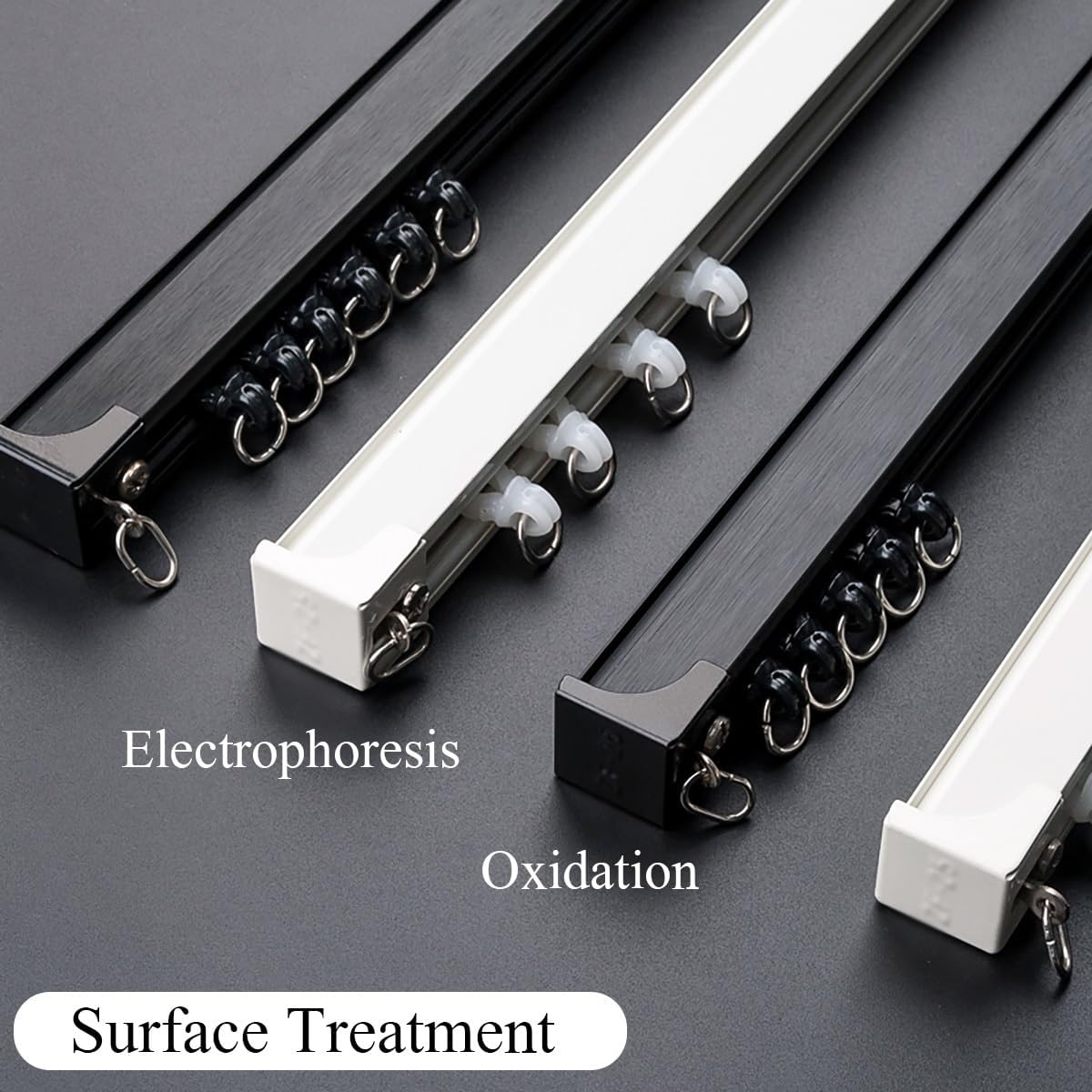 Curtain Single Tracks for Windows, Ceiling Curtain Track Set, 150cm/1.6ft Wall Curtains Rod Pole with Brackets for Room Divider for Bedroom Living Room Hospital(Black-Wall,145cm/4.75ft)
