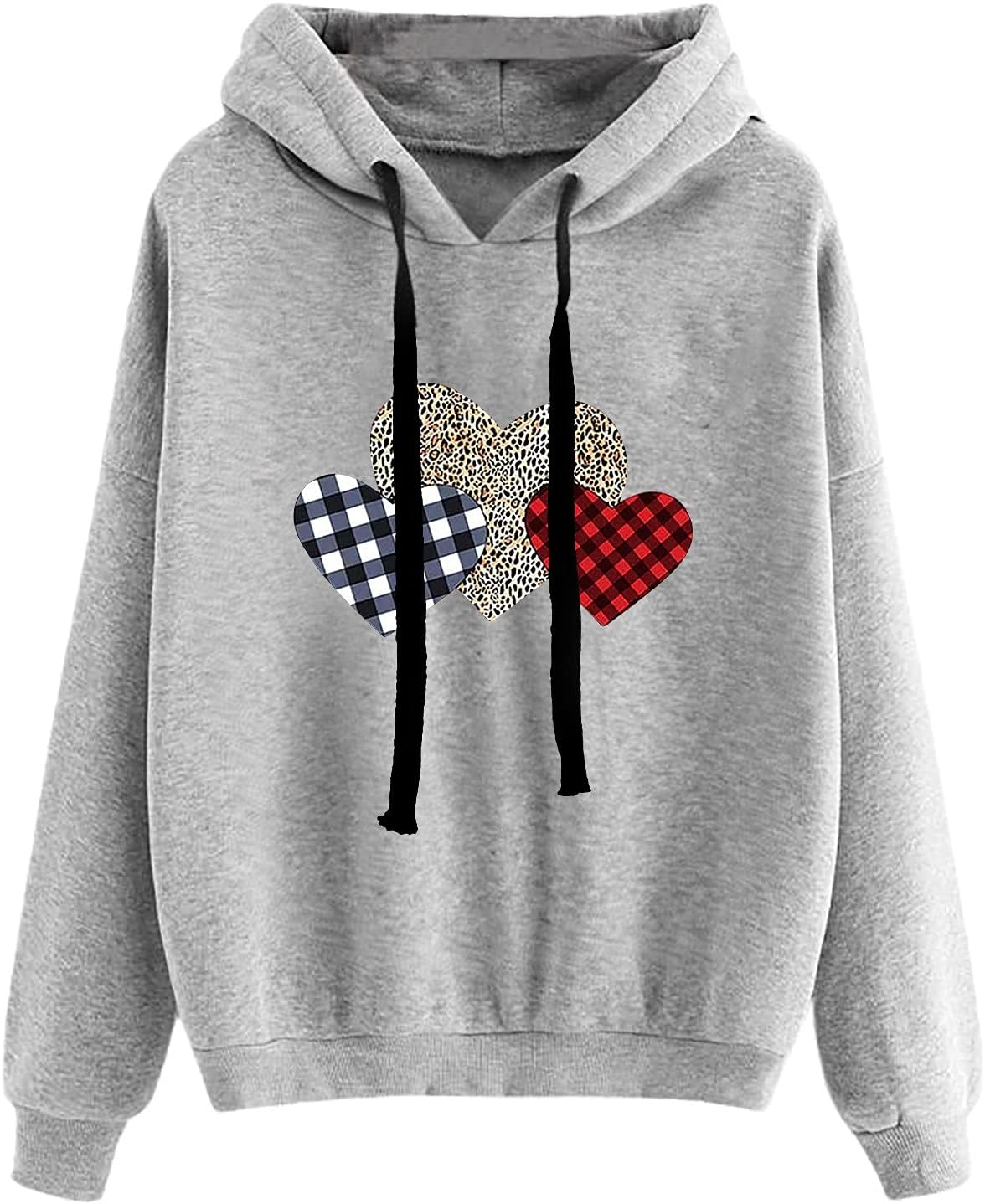 AMhomelyWomens Tops Clearance Women's Hoodie Print Loose Casual Sweatshirt Tops UK Ladies Long Sleeve Tunic Pullover Sale Casual Loose Tee Shirts Blouses Promotion