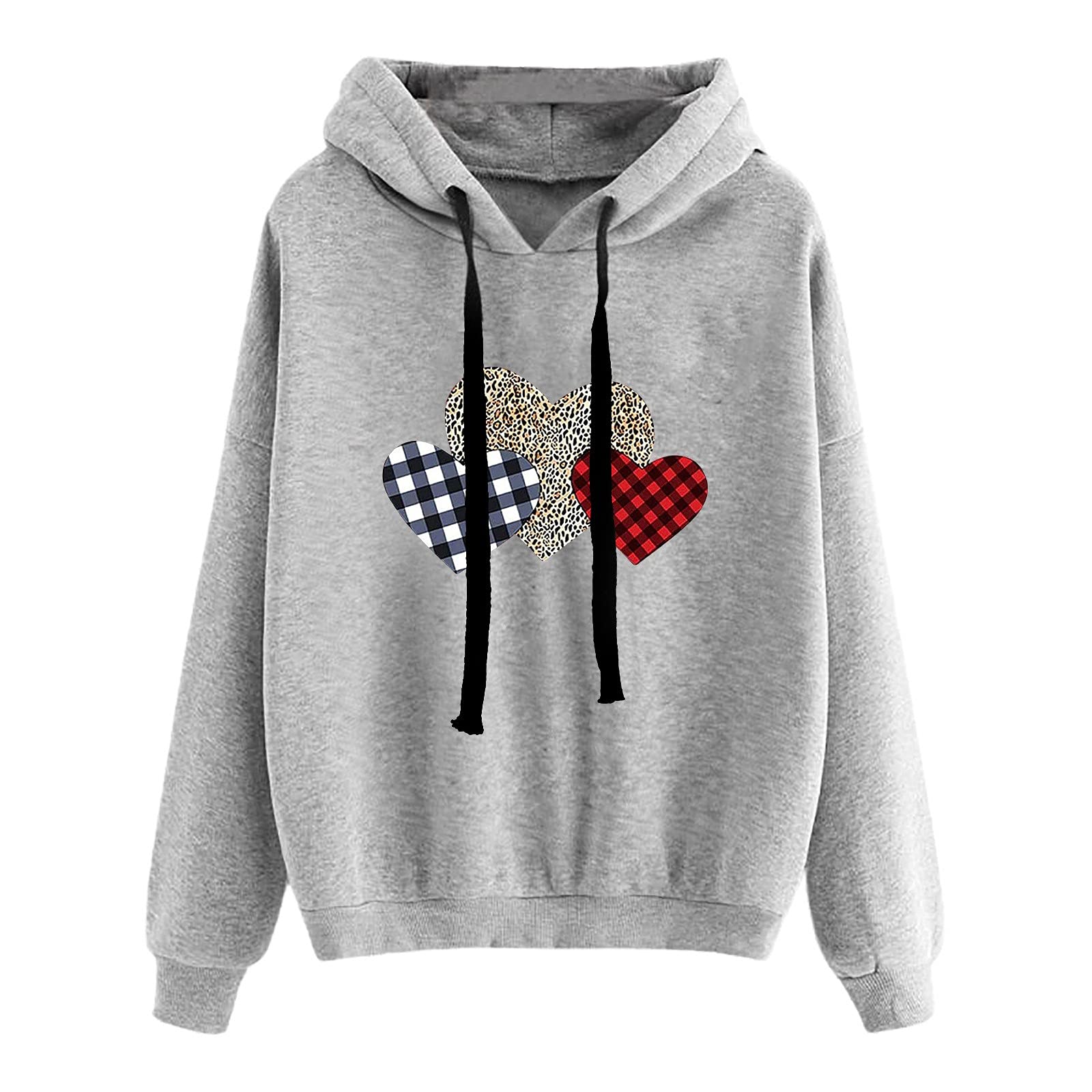 AMhomelyWomens Tops Clearance Women's Hoodie Print Loose Casual Sweatshirt Tops UK Ladies Long Sleeve Tunic Pullover Sale Casual Loose Tee Shirts Blouses Promotion