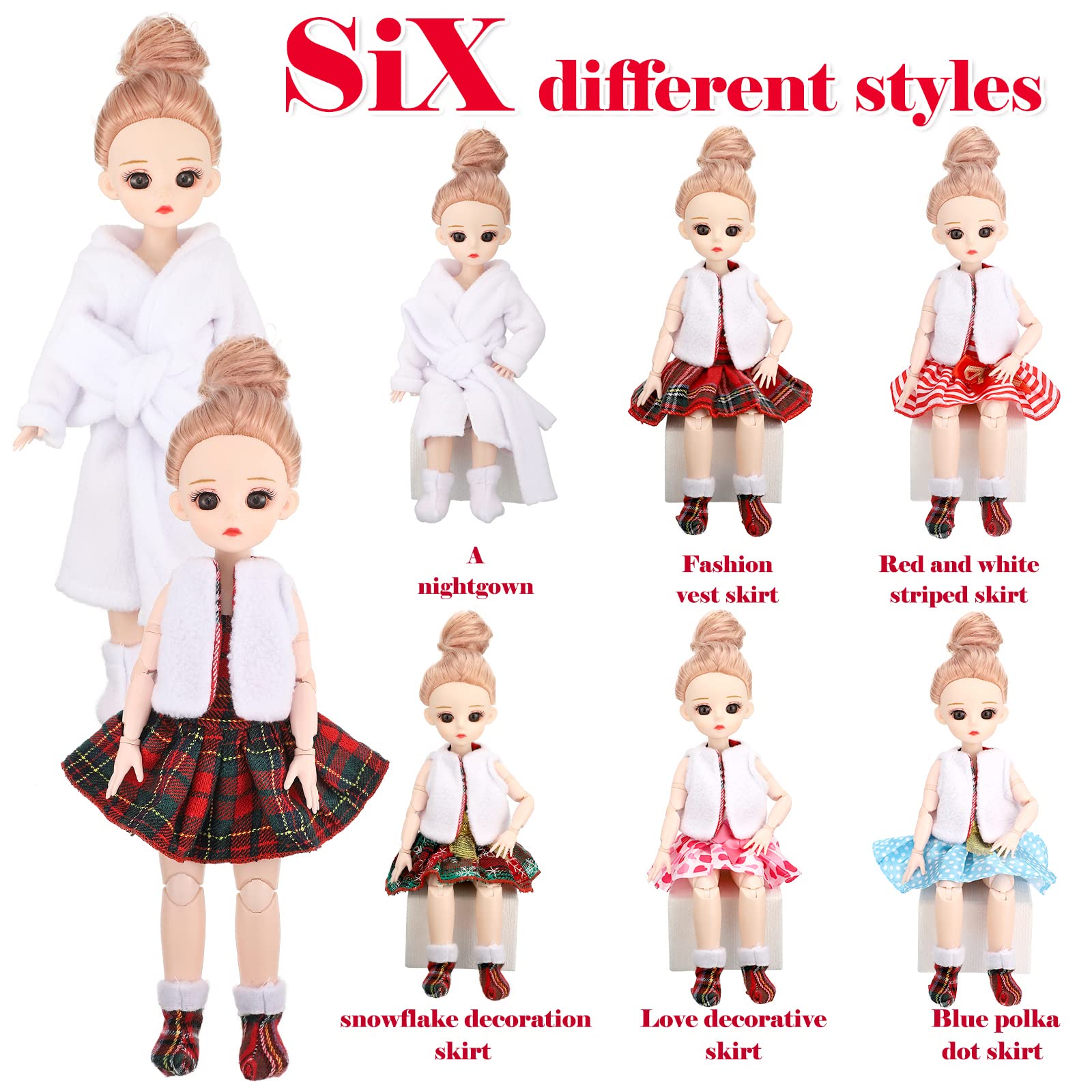 14 Pieces Christmas Elf on Clothes Elf Accessories Christmas Elves Dolls  Clothes Including Skirts, Bathrobe, Christmas Sleeping Bag, Fluffy Vest