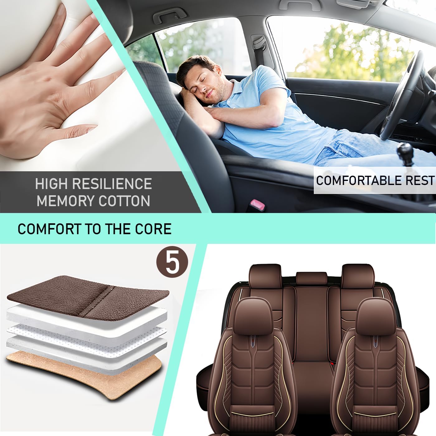Leather Car Seat Covers Fit for Lexus Car LS 400 1996-2000, 5 Seater Car Seat Cover, Premium Waterproof, Scratch Resistant Car Interior Accessories (Full Set Coffee)