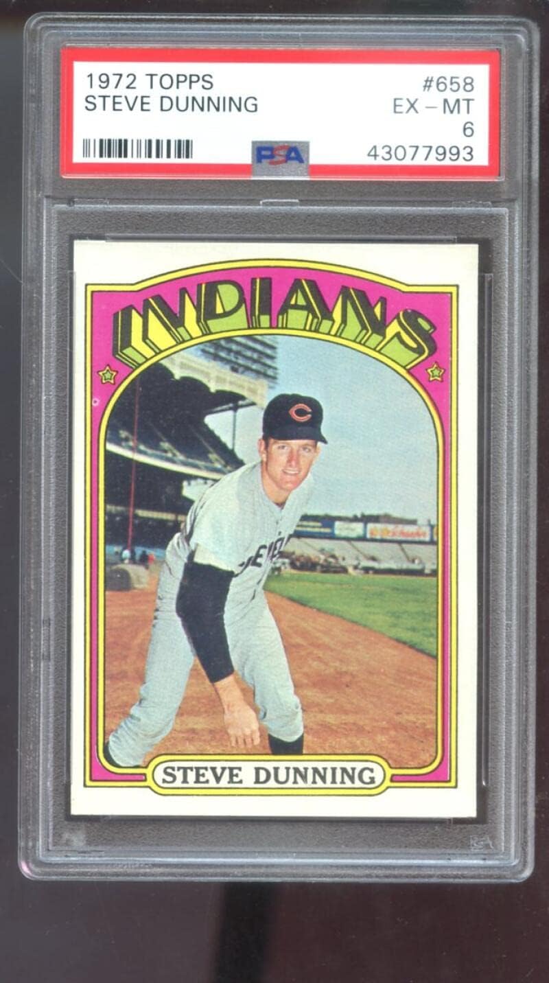 1972 Topps #658 Steve Dunning PSA 6 Graded Baseball Card MLB Cleveland Indians