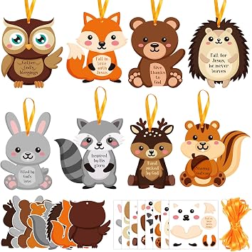 Blosssound 32 Sets Fall Religious Craft Kits Fall Animals Craft Sticker DIY