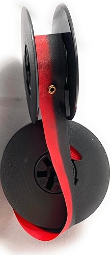 Cinta universal para máquina de escribir, cinta de tinta negra y roja de 1/2 pulgada de ancho con ojales en carrete de 2 pulgadas
