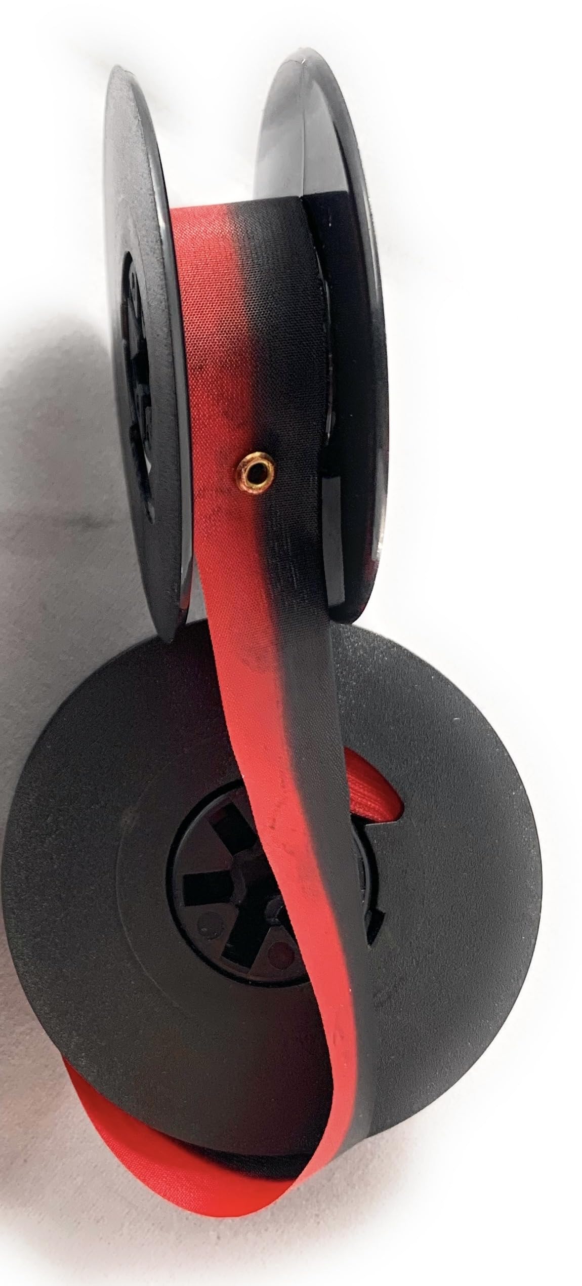 Universal Typewriter Ribbon - 1/2 Inch Wide Black and Red Ink Ribbon with Eyelets on 2 Inch Spool
