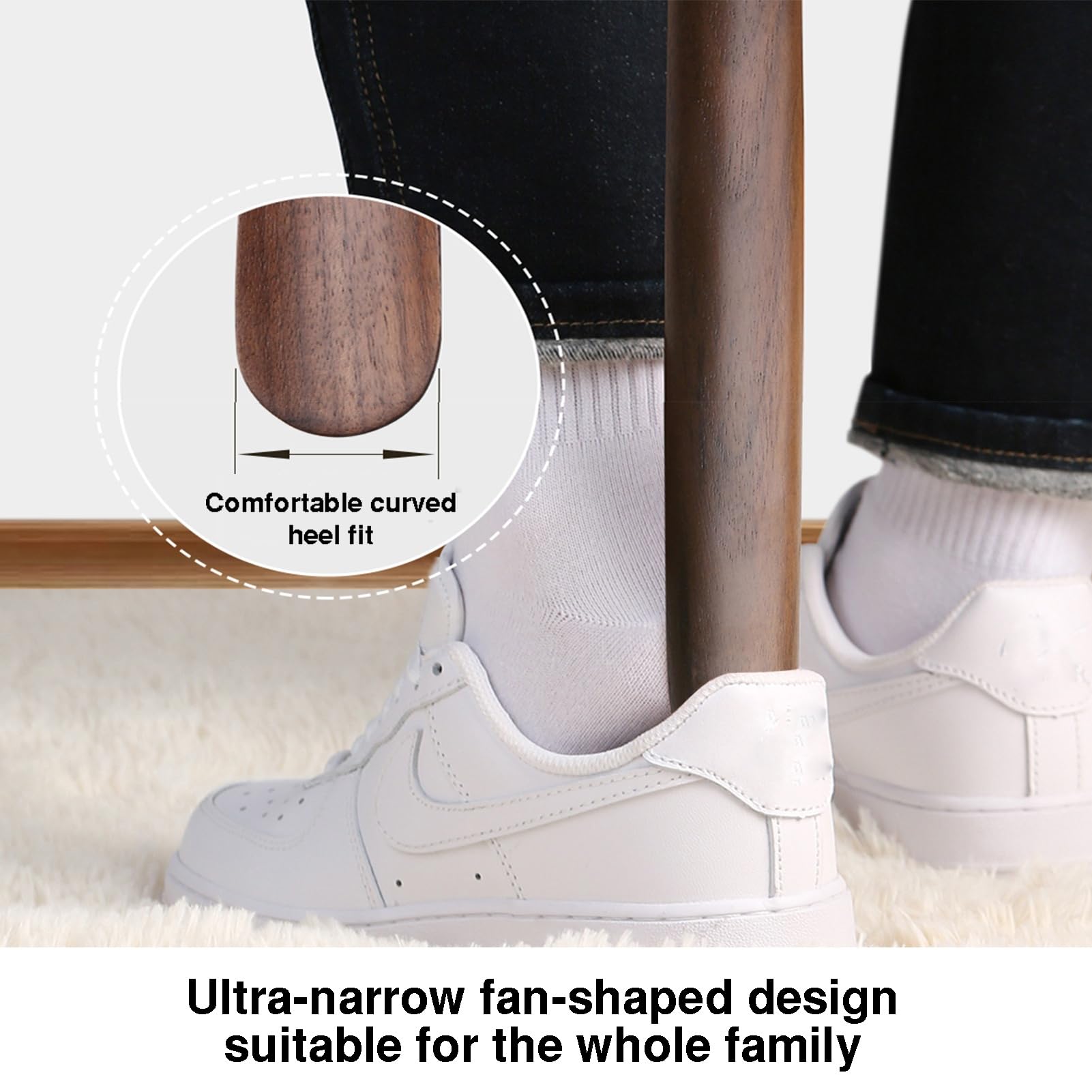 Genérico Calzadores De Madera Con Mango Largo, Herramienta For Calzar Zapatos Fácilmente Con Orificio For Colgar, Cómodos Alzazapatos Sin Necesidad De Agacharse, For Viajes