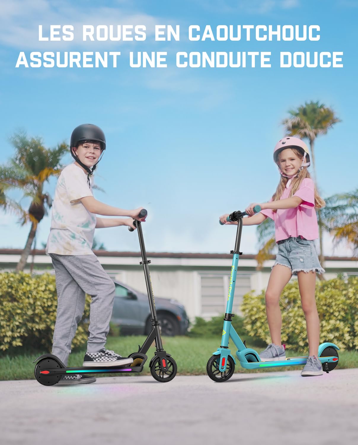 FanttikRide C9 Pro Trottinette Électrique Enfant 1,2-1,6 m, Lumières Arc-en-Ciel, Vitesses 8/13/16 km/h, Autonomie 8 km, Écran LED, Hauteur Réglable, Pliable, Charge maximale 60 kg