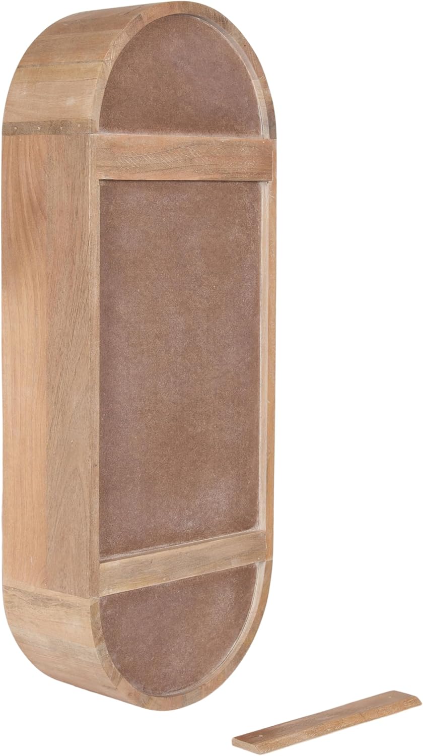Kate and Laurel Hutton Modern Tall Capsule Wall Shelf, 13 x 33, Light Natural, Slim Round Oval Wall Shelves for Above Toilet Bathroom Storage or Cute Nursery Shelving