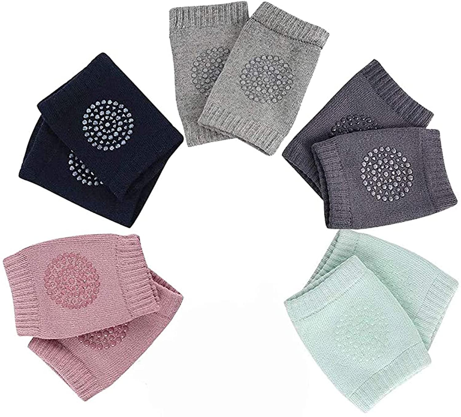 DELFINO Baby Knee Pads for Crawling for Boy Girls Anti Slip Leg Warmers Kids Kneepads and Elbow Pads Baby Crawling Anti-Slip Knee Pads Baby Toddlers Kneepads 5 Pairs