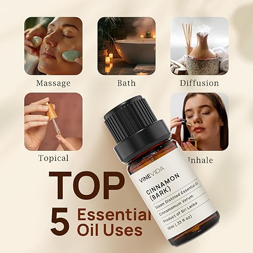 Miniatura 2 de VINEVIDA Aceite esencial de corteza de canela, aceite de canela sin diluir, aroma de aceite de vela, aromas de velas de bricolaje, 0.3 fl oz para