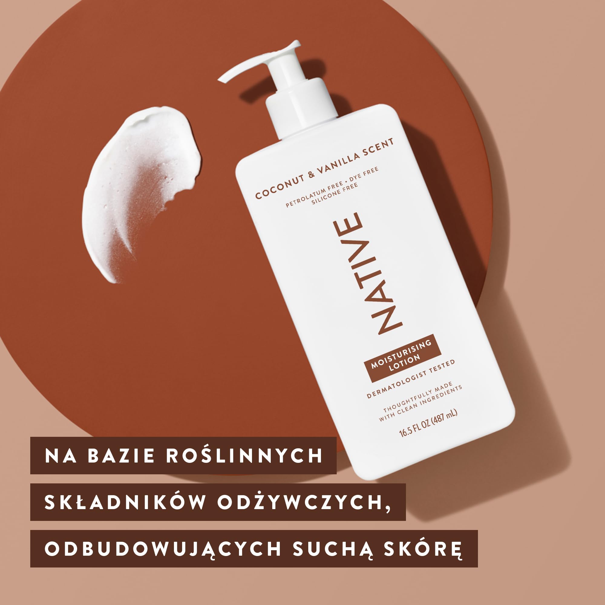 Native balsam do ciała dla kobiet i mężczyzn - bez silikonów i barwników - krem do rąk i ciała o zapachu kokosa i wanilii do skóry suchej - naturalny, z masłem shea i gliceryną (487ml)