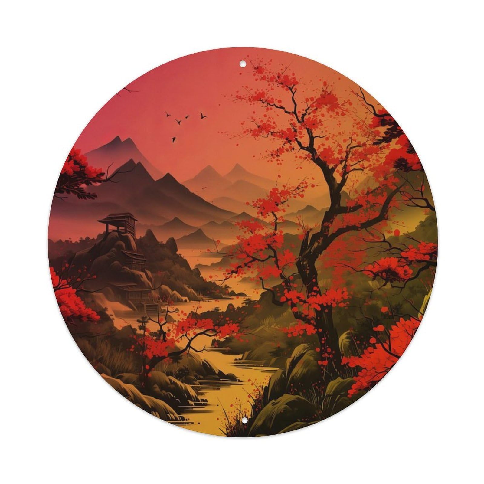 Landscape Art Autumn Vigor by The Pavilion Vintage Metal Tin Sign Plaque