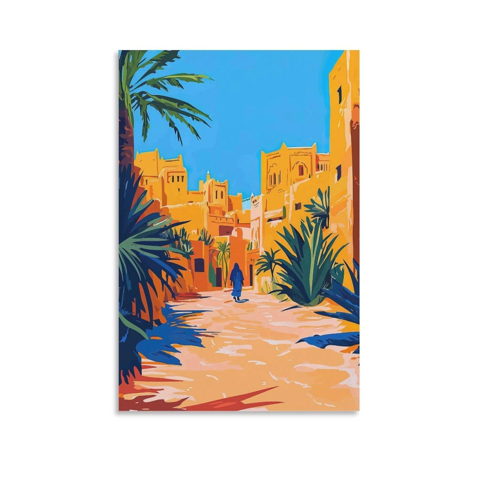 DHBANEIOK Desert Village Scene Poster Artwork Canvas Prints Picture Modern Canvas Wall Art Picture Wall Hanging for Bedroom Living Room Decor 20x30inch(50x75cm)