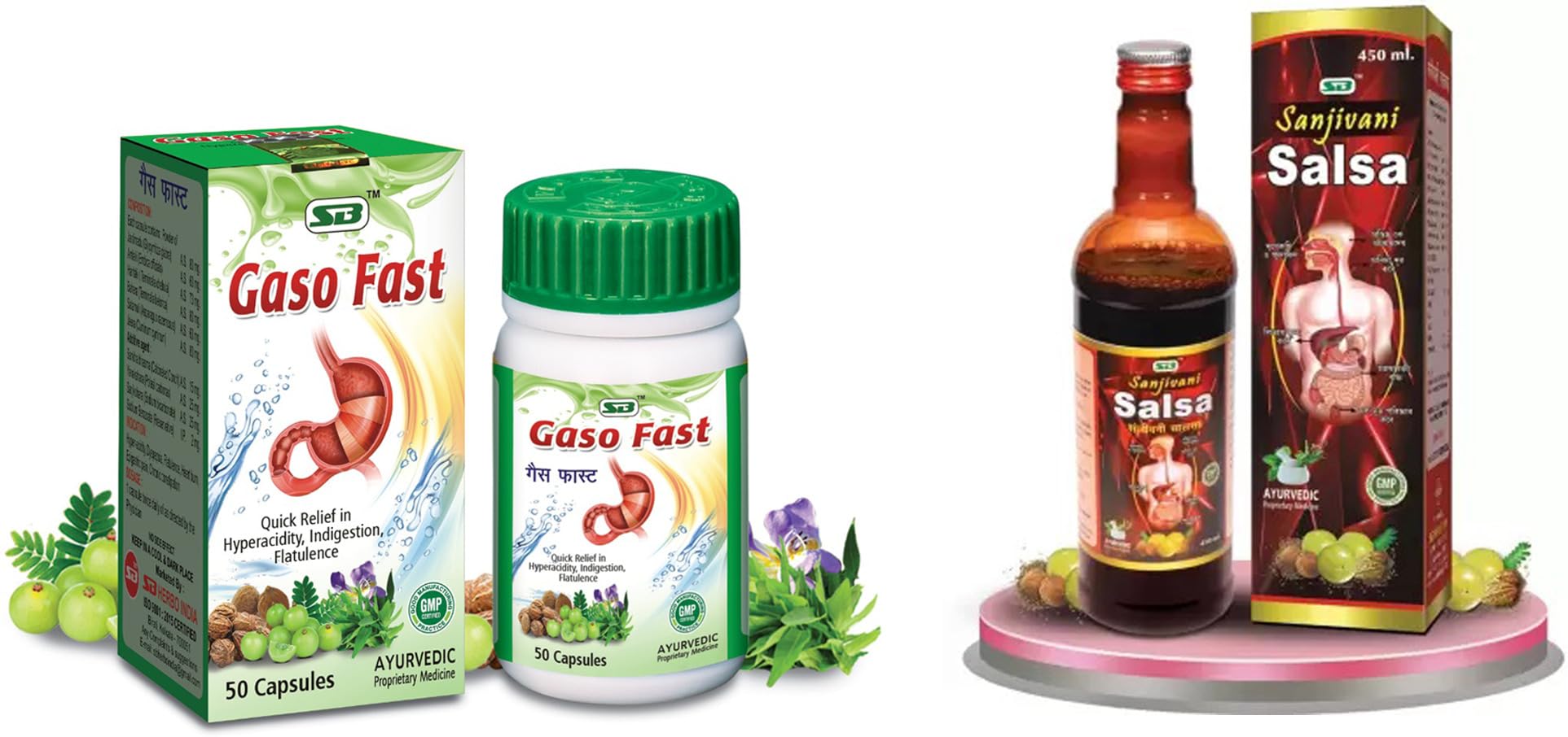 S B Herbo Pharmaceutical Gaso Fast 50 Capsules With Sanjivani Salsa 450 Millilitres Combos 100 Peices (B0CHYHSTZP) Amazon Price History, Amazon Price Tracker