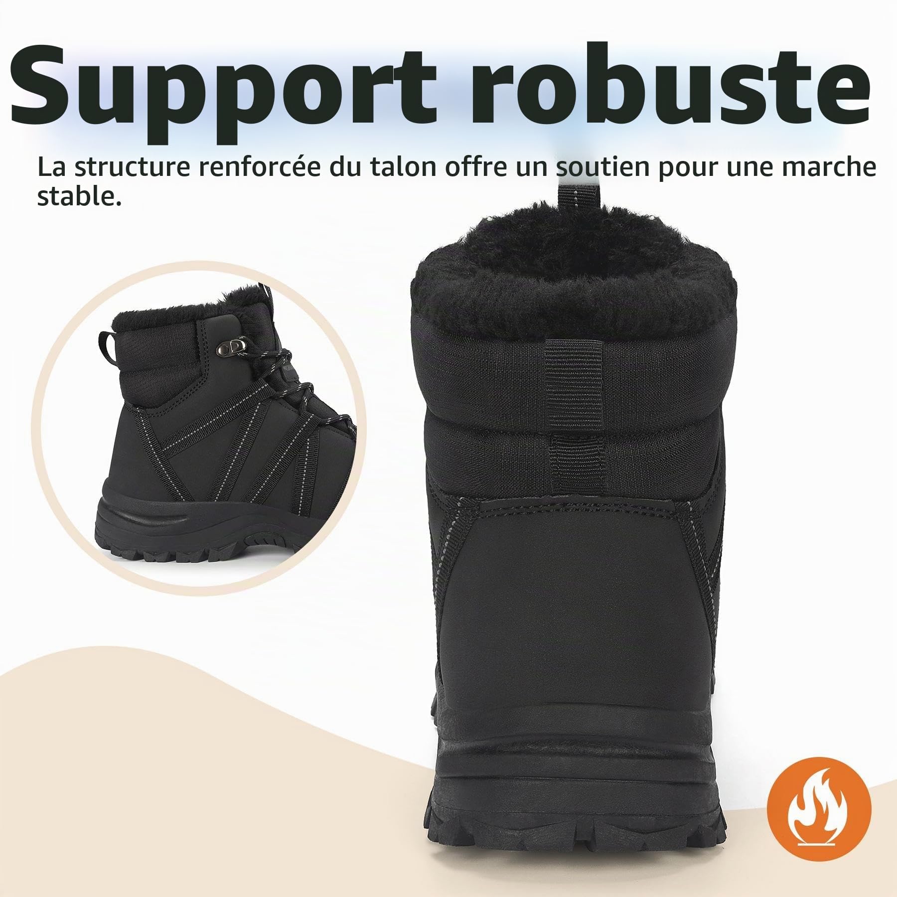 Mishansha Chaussures Femme Hiver Bottines Chaudes Fourrées Gr.36-42 | Chaussure Randonnée,Antidérapante,Bottes de Neige,Bottine Hiver,Doublure Peluche,Trekking Camping