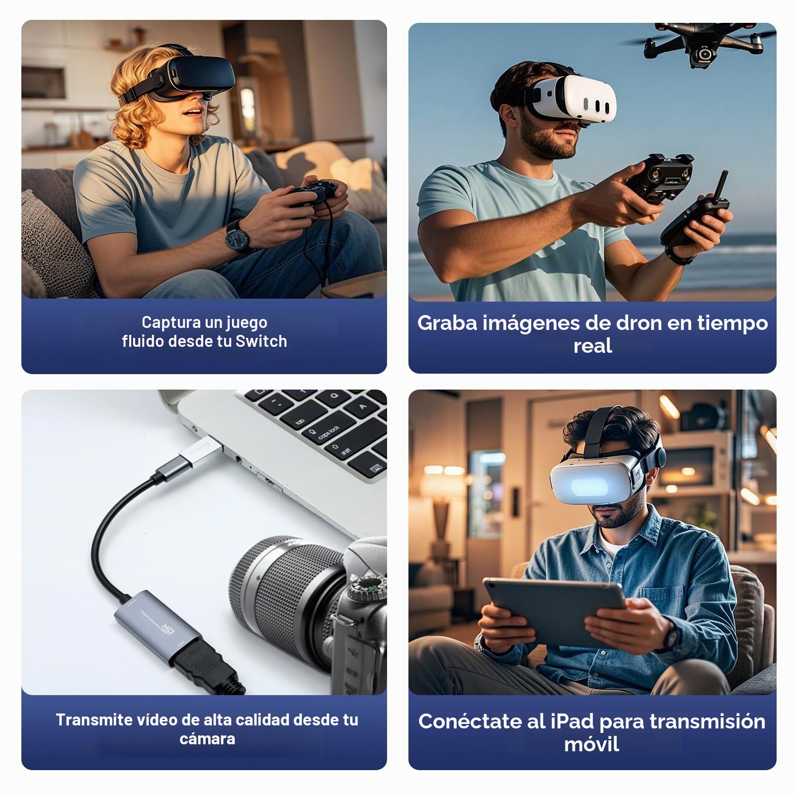 Tarjeta de Captura de Video, USB 3.0 HDMI a USB C, Tarjeta de Captura de Audio, Captura 4K 1080P 60FPS con Dispositivos adaptadores Tipo C para Juegos, transmisión en Vivo, grabadora de Video,