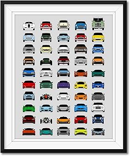 British Car Poster - Print features Best of British Cars Evolution History Generations Wall Art Handmade Perfect Gift For British Car Enthusiast - 17x22" (Unframed) Metallic Print
