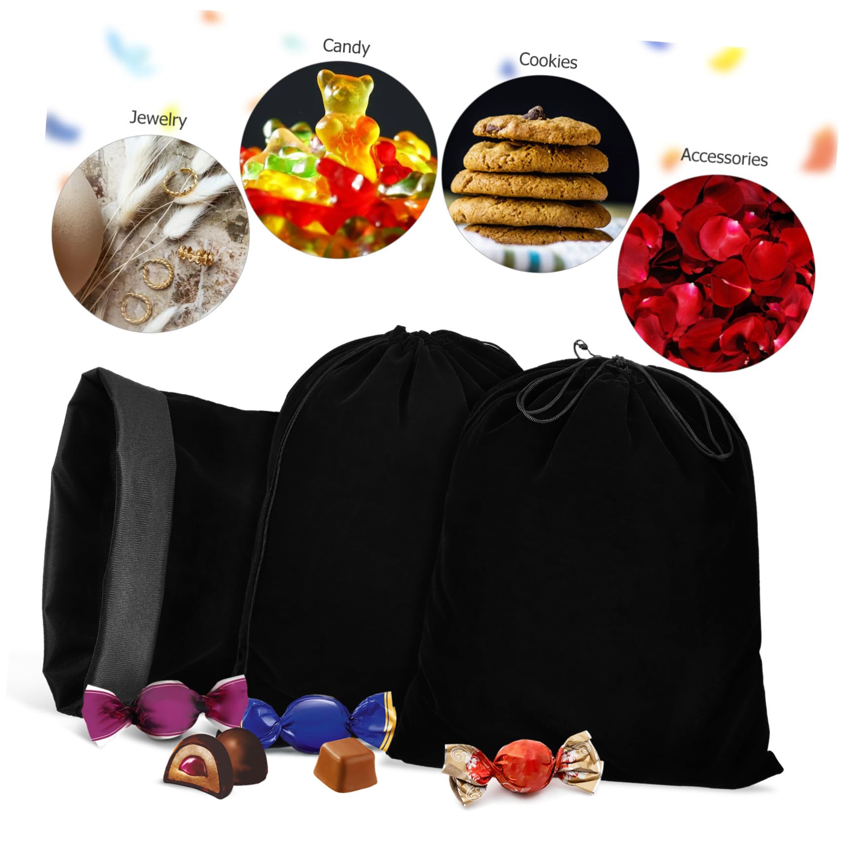 ELAYARD Samtbeutel 10 Stück 30x40cm Schwarz Aufbewahrungsbeutel Mit Kordelzug Für Uhren Schmuck Und Kleine Geschenke Zu Weihnachten Und Silvester