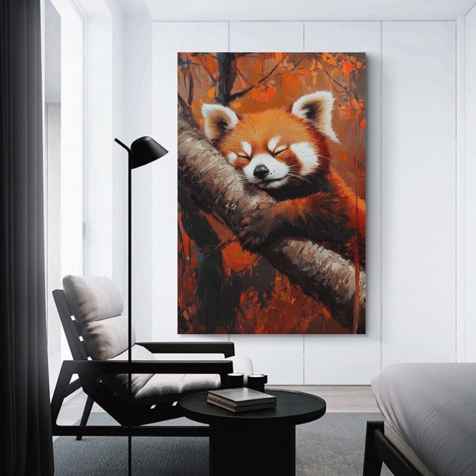 Junmoney Unframe-Style-12 Sleepy Red Panda Art Print Hanging Wall Art, 24X36inch(60X90cm), For Entrance Walls, Hall Decor Or Foyers, Wall Decor To Refresh Empty Corners