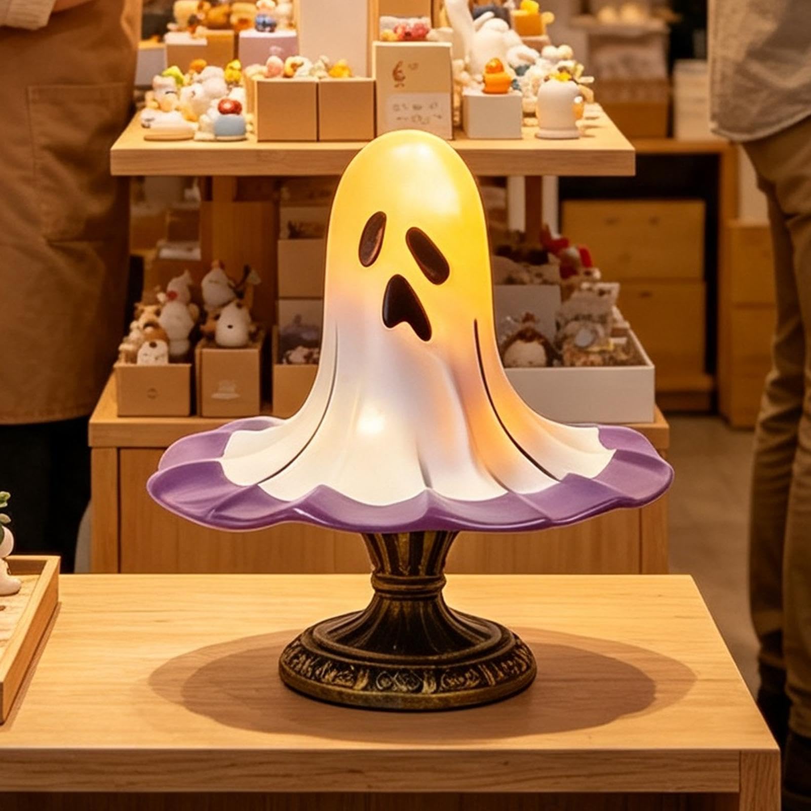 Lampada a forma di cappello fantasma di Halloween, in resina, stile gotico | Lampada fantasma di Halloween retrò per tavolo, camera da letto, libreria, caminetti, soggiorno, comodini, cucina, veranda