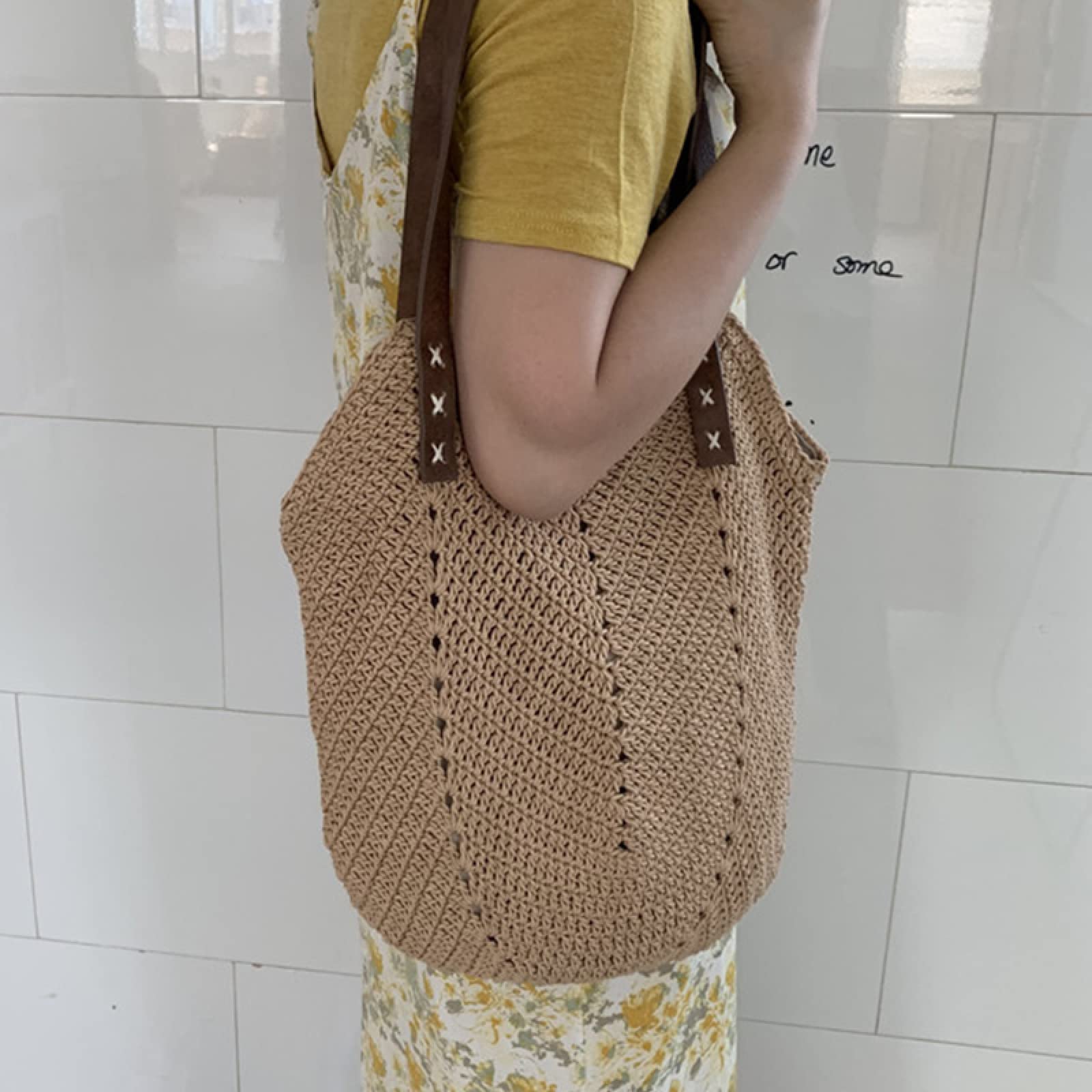Sac tissé en silt, sac à bandoulière en filet de coton fait à la main, adapté aux vacances/sac de plage, à la mode et polyvalent