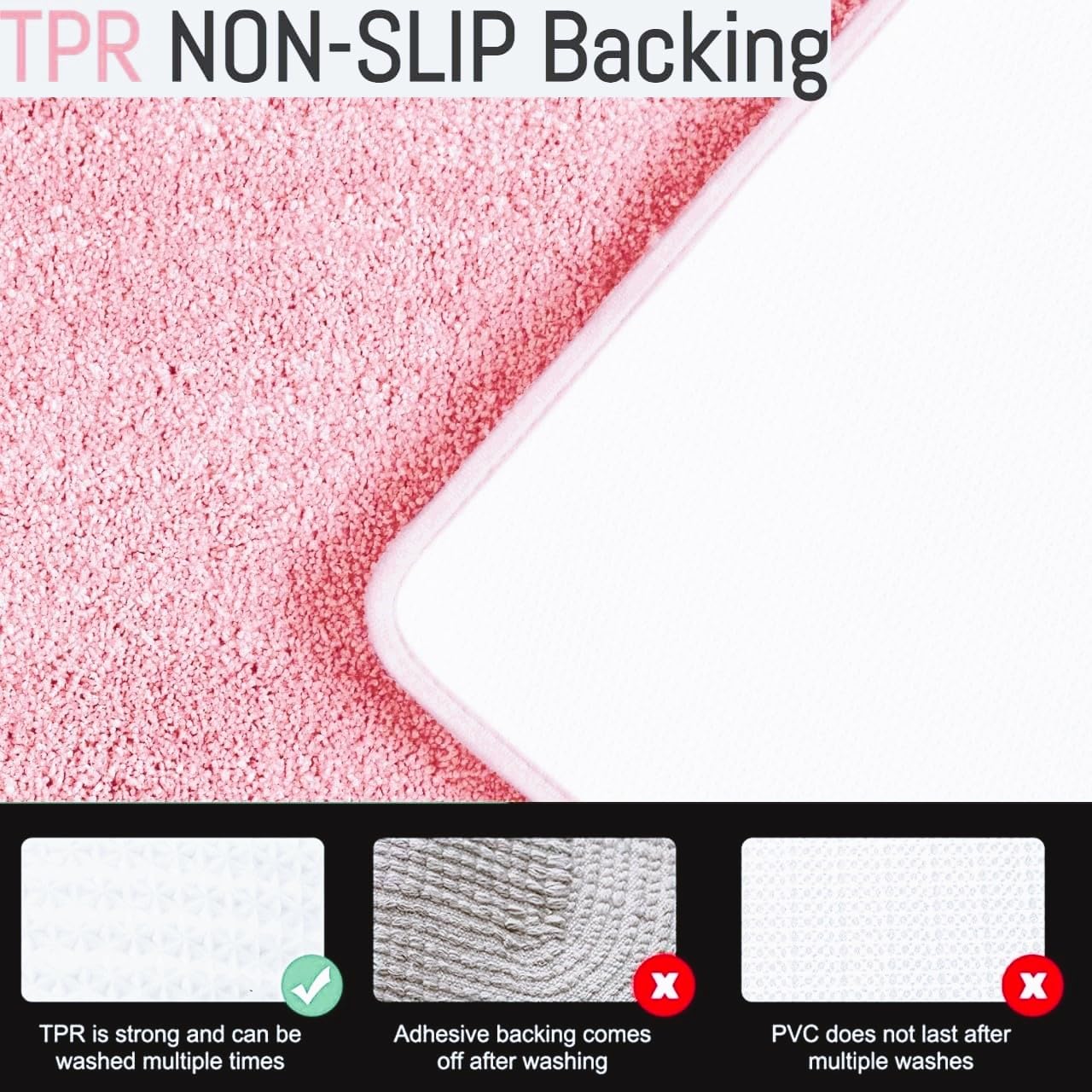 Om Carpet Soft Fluffy Microfiber Doormat for Entrance, Bathmat for Bathroom, Office mat, Kitchen mat, Non-Slip Rubber Backing 16 x 26 Inches, Pink Pack of 1, Thickness 2 Cm 3