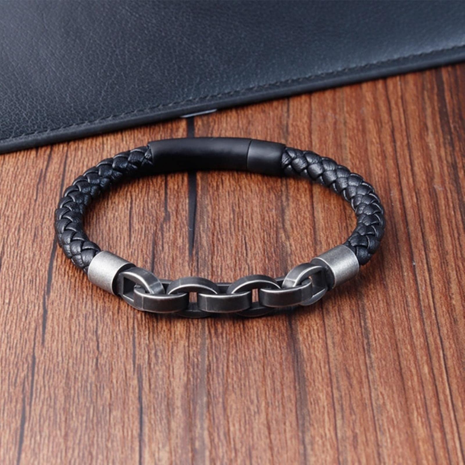 DAOMEI New Braided Leather Men Bracelet Classic Hand-woven Magnetic Buckle Multi-layer Leather Bracelet For Men Jewelry Gift
