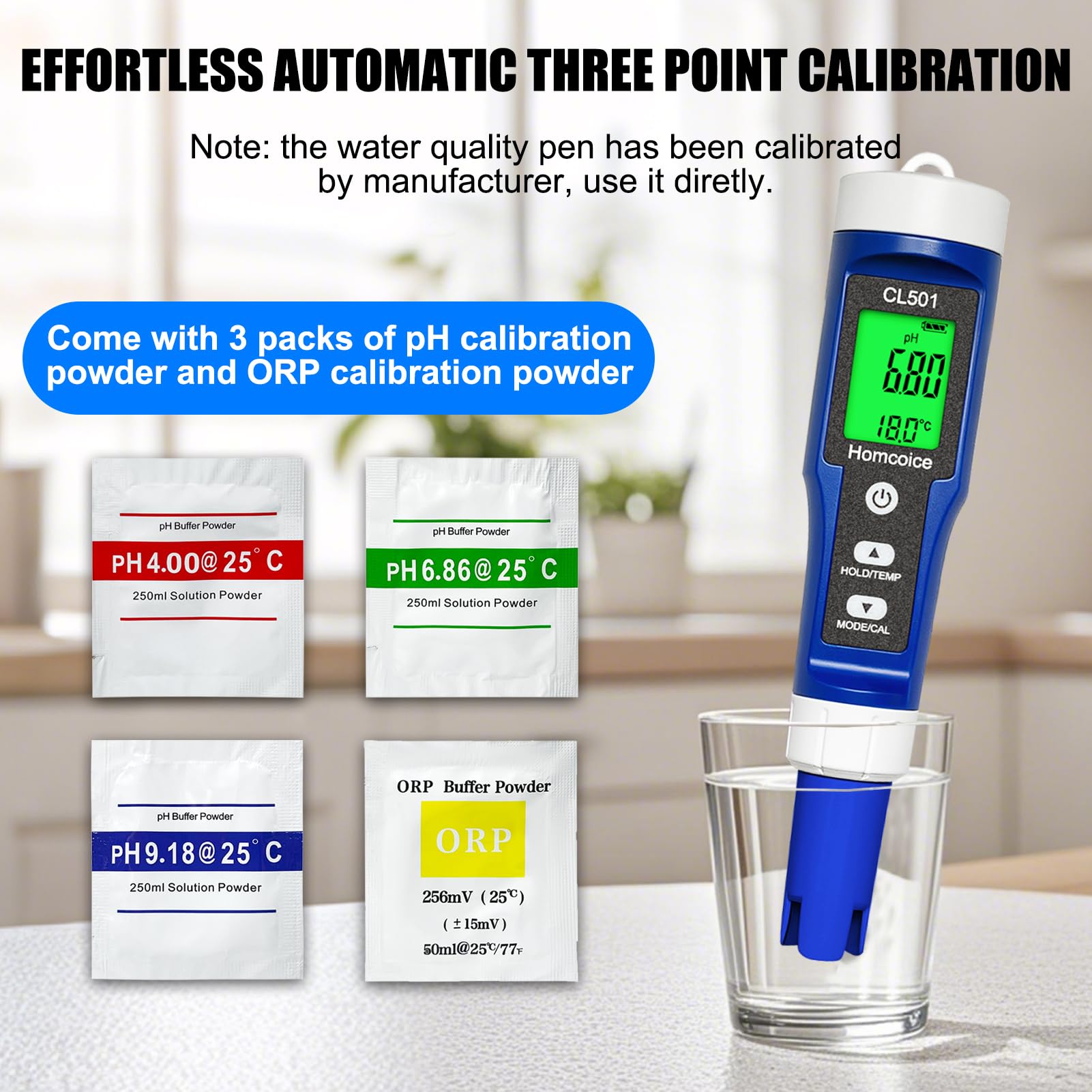 pH Chloro Mètre Piscine 5-en-1, pH chlore ORP H₂ Température Meter mesure rapide précise, Testeur Qualité Eau pour leau potable, aquarium, spa, hydroponie