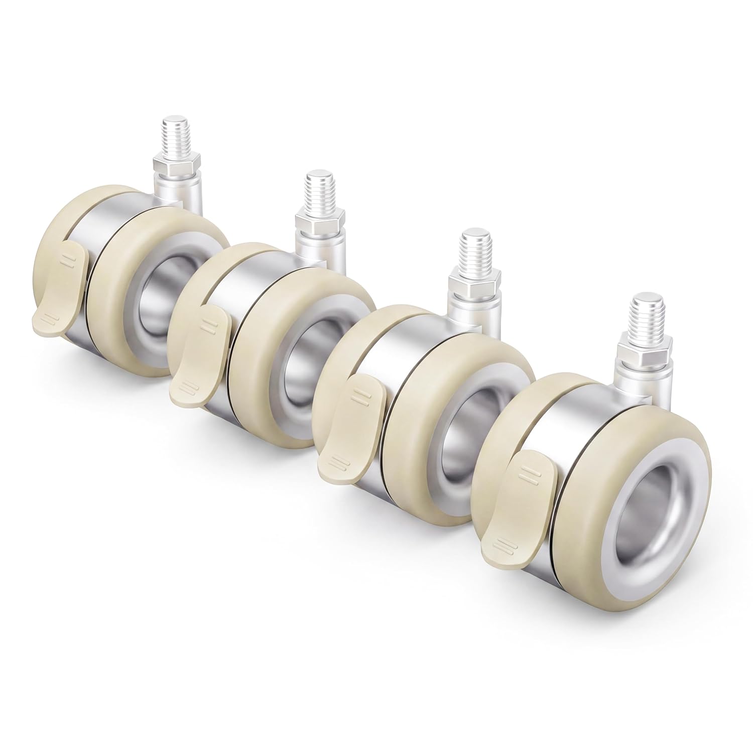 FITUEYES Design TV Cart Wheel Stem Caster Wheels Fit M8 Screw Threads, Casters Set of 4 with Brake and 360-degree Swivel for Furniture and Cart, Up to 176lbs Capacity,Morandi Grey