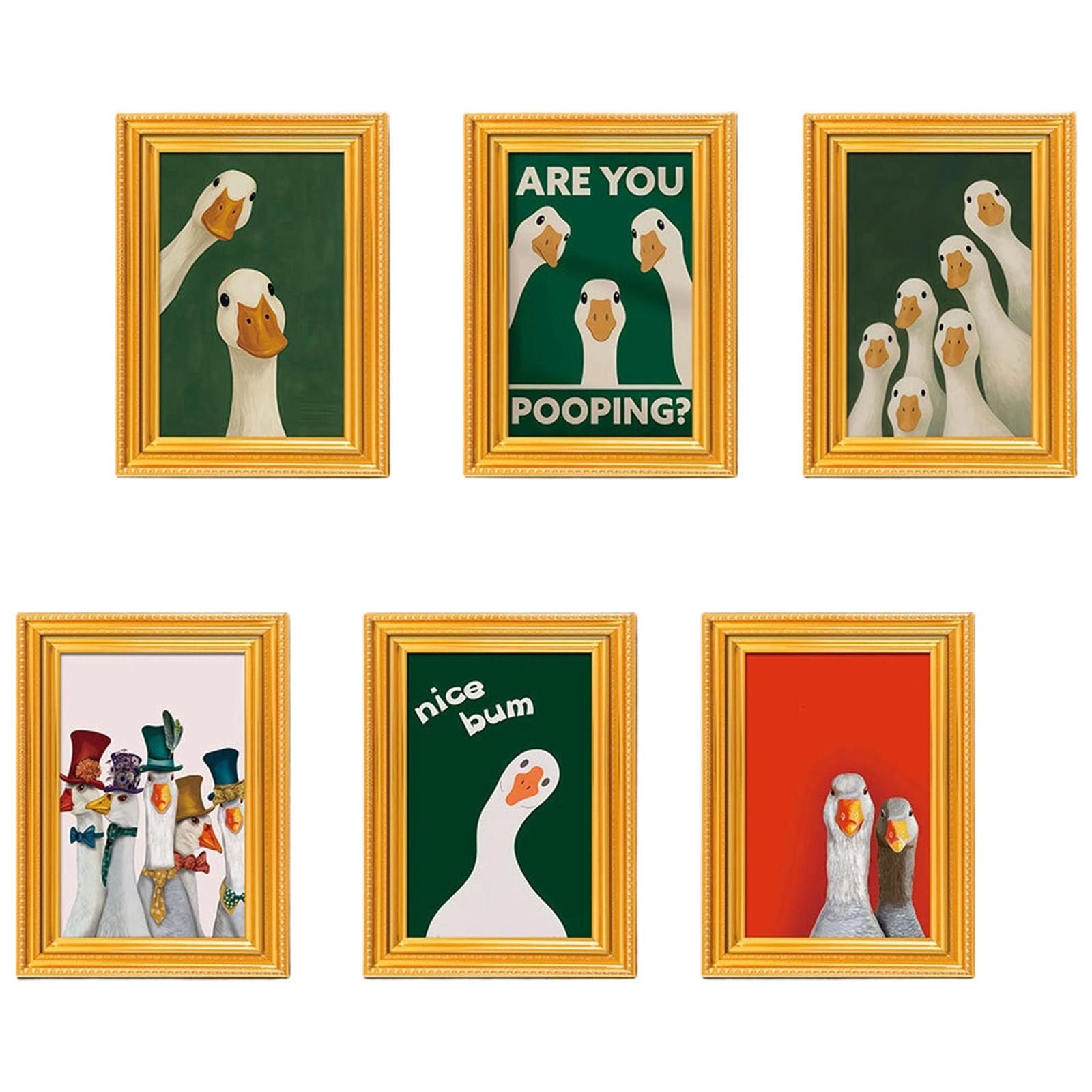 Elnwnnkc 6Pcs Sticker Small Art Print Wooden Picture Frame Refrigerator Magnets Painting with Animal Design Fridge Decors Fridge Accessories